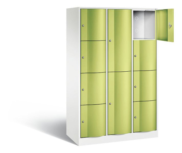 C+P combinatie lockerkast Resisto, H1950xB1148xD540mm, kleur: verkeerswit / virid green, 8070-3723 S10035