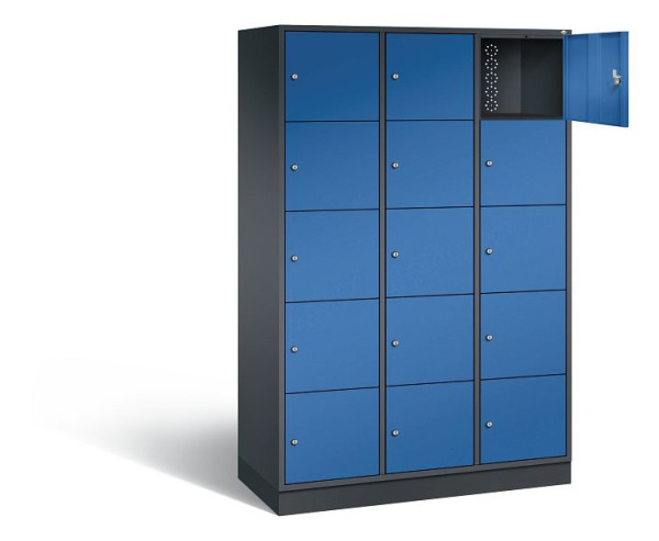 C+P XL lockerkast Intro, H1950xW1220xD490mm, kleur: zwartgrijs / gentiaanblauw, 8570-302 S10107