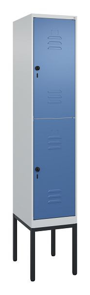 C+P Doppelstöckiger Spind Classic PLUS, Gestell, 2120x400x500mm, 7035/5023, Drehriegel, 0803307-12 S10005