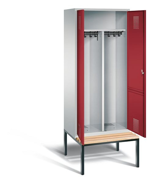 C+P zwart wit kastje Evolo, H2090xW810xD815mm, kleur: lichtgrijs/robijnrood, 48052-22 S10038