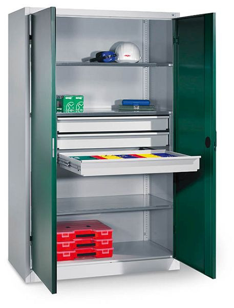 Bedrunka + Hirth zware kasten, met, centraal ladeblok, 3 x laden, volledig uittrekbaar, breedte in mm: 930, diepte in mm: 500, 04S155093-1