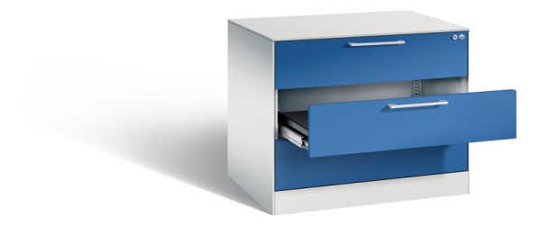 C+P archiefkast Asisto, H710xB800xD600mm, kleur: lichtgrijs / gentiaanblauw, beugelgreep, 146273-323 S10133