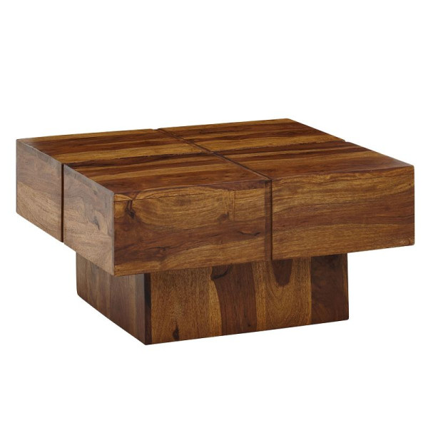 Wohnling salontafel 57,5x57,5x30 cm sheesham massief hout banktafel vierkant design woonkamertafel salontafel massief WL6.549