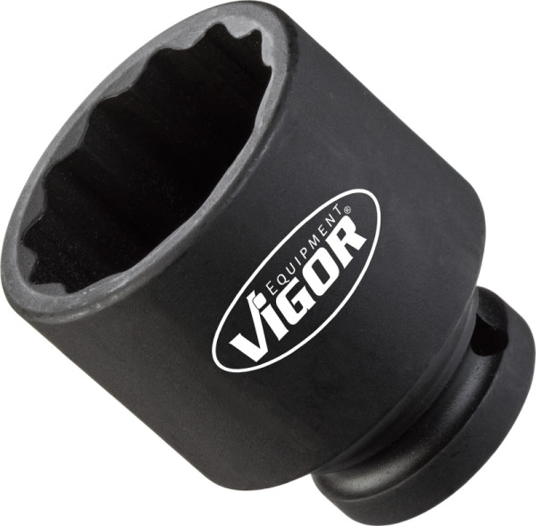 VIGOR slagmoersleuteldop, kort, hol vierkant 12,5 mm (1/2 inch), extern dubbel zeskantprofiel, 32 mm, V4477