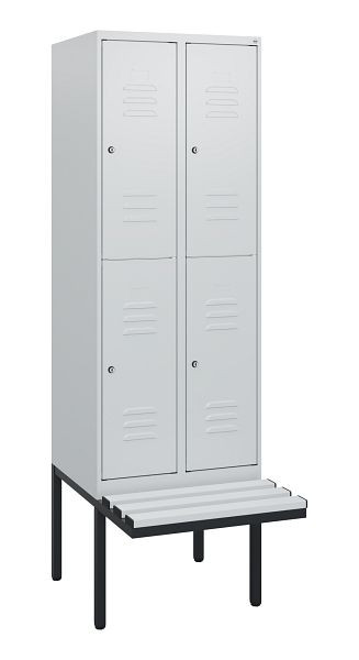 C+P dubbeldekskast Classic PLUS, 2 compartimenten, 1950x600x815mm, 7035/7035, cilindersloten, zwevende zitting, 0803405-20 S10084