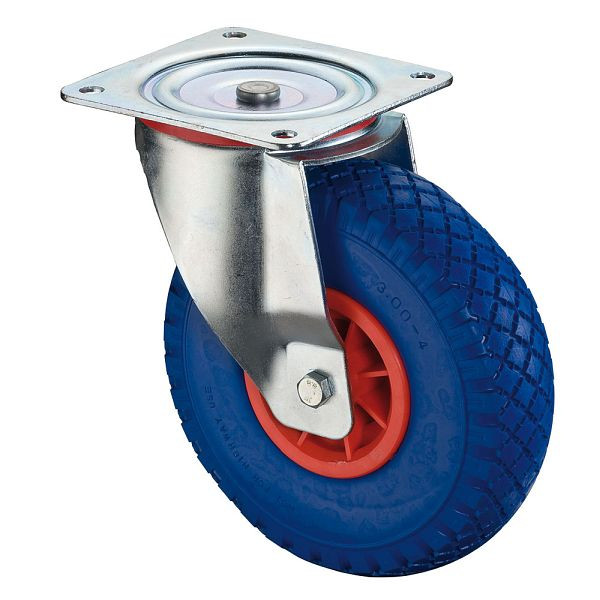BS rollen transportrol, wielbreedte 85 mm, wiel-Ø 260 mm, draagvermogen 160 kg, blauwe polyurethaan banden, rood kunststof wiellichaam, rollager, L400.D16.260