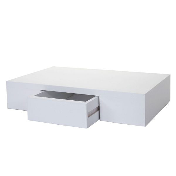 Mendler wandplank Oise, plank hangplank met lade, 40cm, wit, 60982