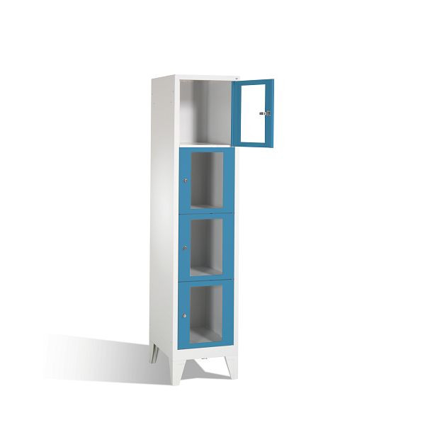 C+P lockerkast Classic, H1850xB420xD500mm, kleur: lichtgrijs/lichtblauw, 4 vakken, 8010A124 S10003