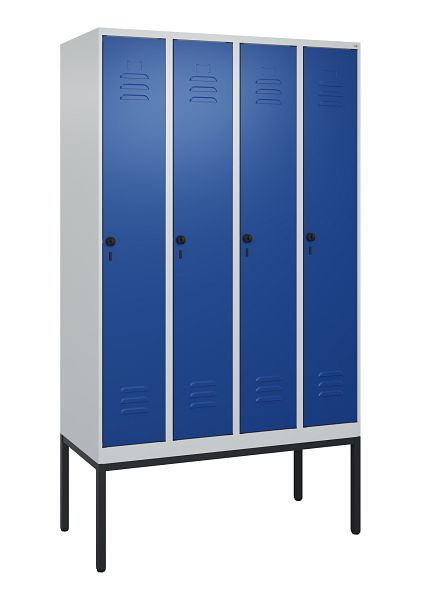 C+P Umkleidespind Classic PLUS, Gestell, 4 Abteile, 2120x1200x500mm, 7035/5010, Drehriegel, 0800307-40 S10003