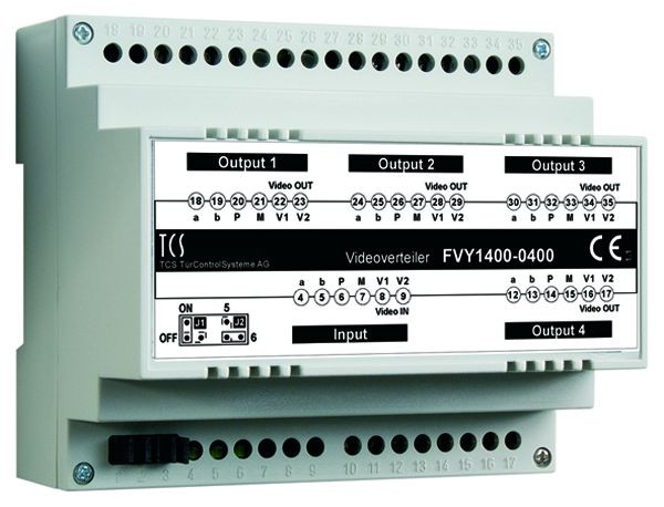 TCS-videosignaalverdeler voor het splitsen van videostrengen, 4-voudig, DIN-rail 6 HP, FVY1400-0400