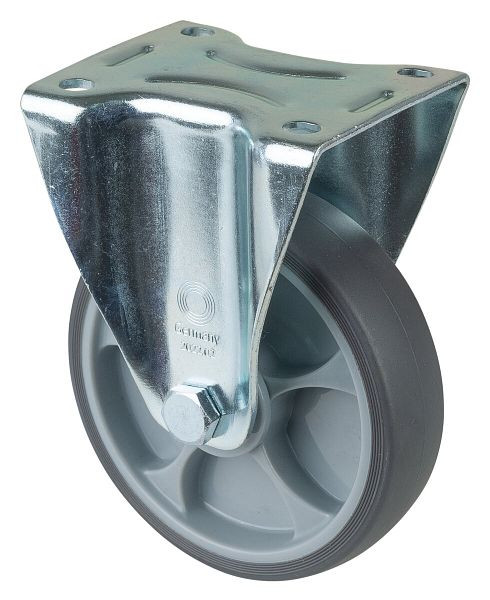 BS rollen transportrol, vaste rol, breedte 32 mm, Ø125 mm, tot 120 kg, banden thermoplast grijs, kunststof, kogellagers, plaat, LS410.A85.127