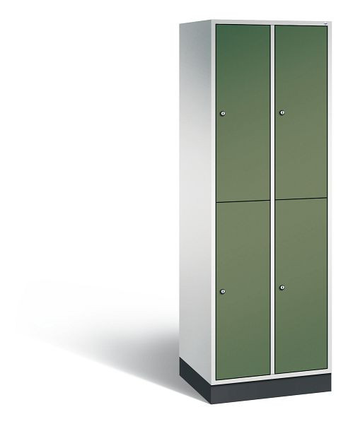 C+P Spind doppelstöckig Intro, 2 Abteile, H1950xB620xT490 mm, Grau/Resedagrün, 8270-201 S10044