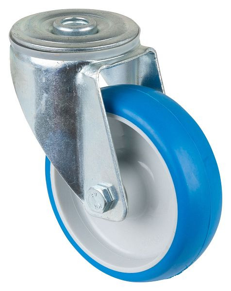 BS rollen transportrol, breedte 30 mm, Ø100 mm, tot 125 kg, loopvlak polyurethaan blauw, wiellichaam kunststof, rollager, verpakking: 2 stuks, L101.B36.100
