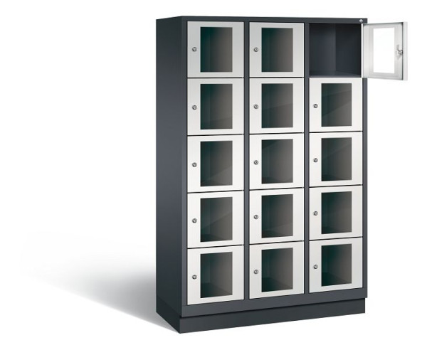 C+P lockerkast Classic, H1800xB1200xD500mm, kleur: zwartgrijs/lichtgrijs, 8020A325 S10014