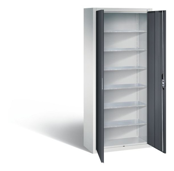 C+P tijdschriftenkast serie 13, H1690xB700xD300mm, kleur: lichtgrijs/zwartgrijs, verzonken handgreep, 133413-20 S10144