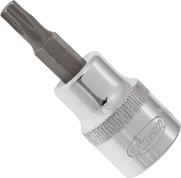 VIGOR TORX® schroevendraaierbit, hol vierkant 10 mm (3/8 inch), binnen TORX® profiel, T27, lengte: 49 mm, voor handbediening, V2300N