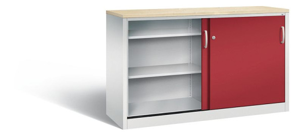 C+P dressoir met schuifdeuren Acurado, H1000xB1600xD500mm, kleur: lichtgrijs/robijnrood, beugelgreep, 2156-00 S10150