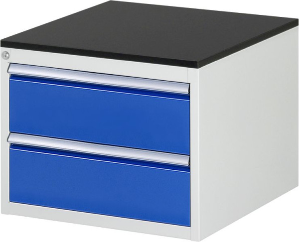 RAU ladekast serie 7000, B580 x D650 x H460 mm, 2 x lade afmeting L 2xH180 mm, werkblad met melamineharscoating, 03-L2.0A-M.11