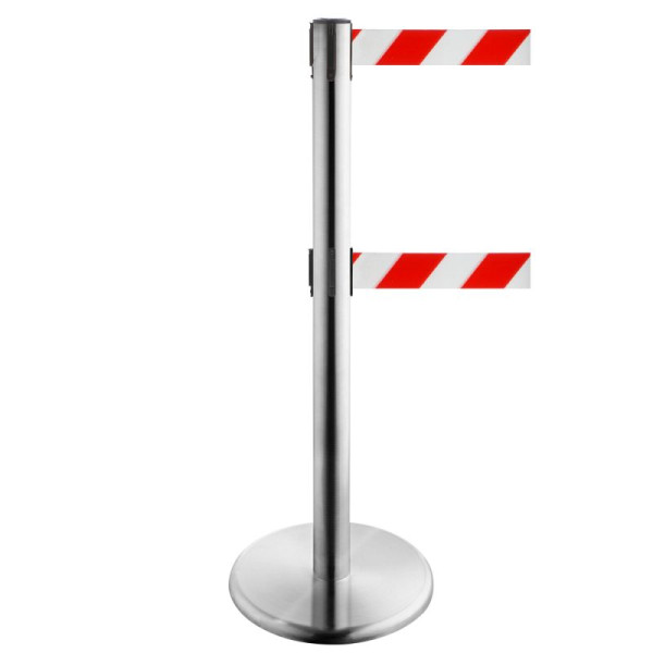 Stein HGS HGS personengeleidingssysteem -P-Line Duo-, RVS, rood/wit diagonaal (gearceerd), met bandeindstuk (standaard), bandlengte: 2 x 2,3 m, 36402-0502