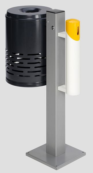 VAR afvalbak / asbak combinatie AG 101, afvalmand antraciet - body geel - hoofdbord wit, 28120
