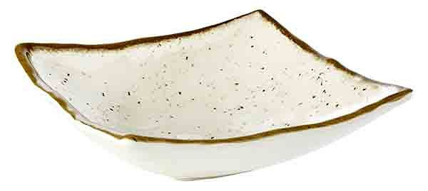 APS schaal -STONE ART-, 19 x 19 cm, hoogte: 6 cm, melamine, binnenkant: decor, wit, rand: bruin, 84529