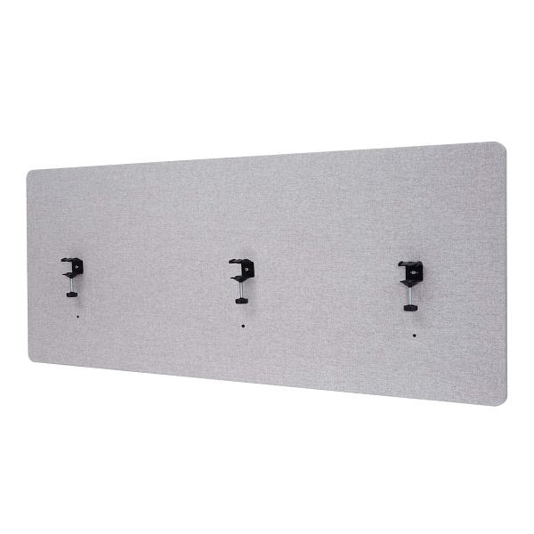 Mendler HWC-G75 akoestische tafelwand, privacyscherm kantoor, prikbord, dubbelwandig stof/textiel, 60x160cm grijs, 71934+73210
