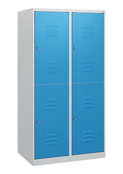 C+P Doppelstöckiger Spind Classic PLUS, 2 Abteile, 1530x800x500mm, 7035/5012, Zylinderschlösser, 0803005-22 S10014
