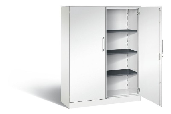 C+P vleugeldeurkast Asisto, H1635xB1200xD435mm, kleur: verkeerswit, beugelgreep, 4 niveaus, 141011-000 S10067