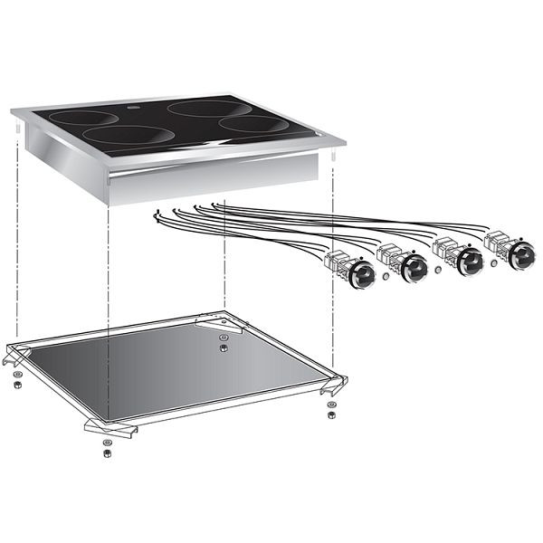 Gastro-Inox inbouw elektrische keramische kookplaat met 4 kookzones, 60cm, 160.511