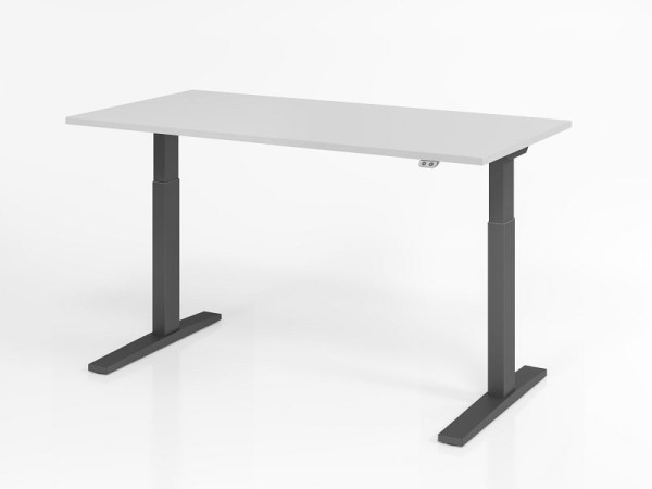 Hammerbacher bureau XMKA16, 160 x 80 cm, blad: grijs, 25 mm dik, ABS dikke rand, rechthoekige vorm, grafiet, VXMKA16/5/G