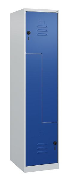 C+P Z-Spind Classic PLUS, 2 Abteile, 1700x400x500mm, 7035/5010, Drehriegel, 0800037-122 S10001