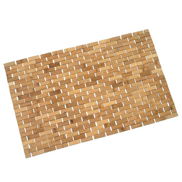Mendler badmat HWC-B18, badkamer badmat saunamat, bamboe 79x50cm, 57560