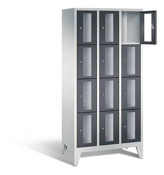 C+P lockerkast Classic, H1850xB900xD500mm, kleur: lichtgrijs / zwartgrijs, 8010A304 S10005