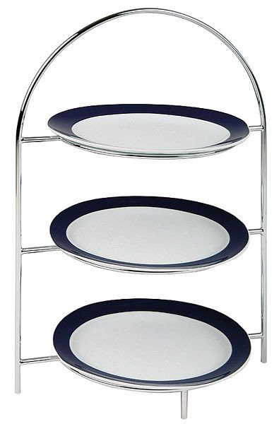 APS serveerrek, 29 x 19,5 cm, hoogte: 43 cm, hardverchroomd metaal, voor 3 borden, binnenring ca. Ø 18 cm, 33220