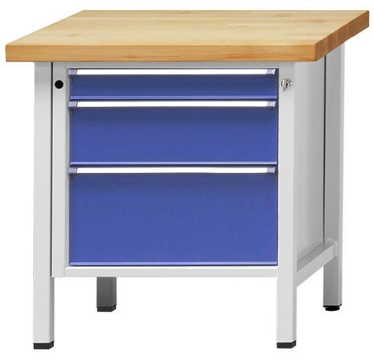 ANKE kastwerkbank; 800 x 700 mm; RAL 7035/5010; 3 laden 90, 180, 270 mm