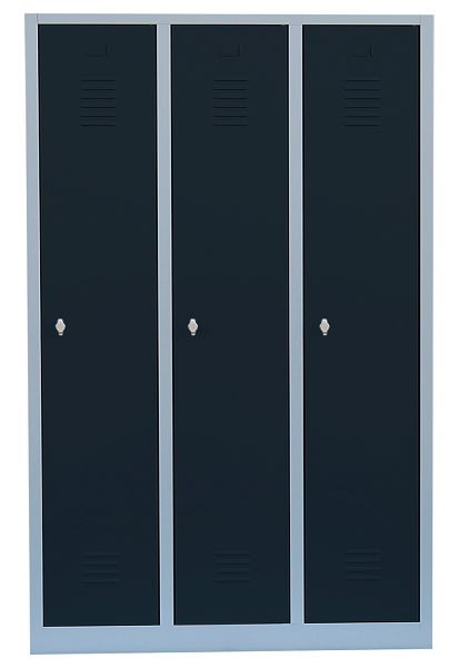Lüllmann stalen kledingkast/garderobe, 1800 x 1185 x 500 mm, lichtgrijs/antracietgrijs, 515138