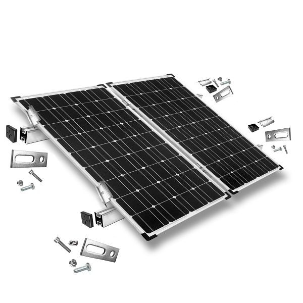 Offgridtec bevestigingsset met stokschroeven voor montage op schuin dak 2 zonnepanelen framehoogte 35mm, 8-01-013765-004