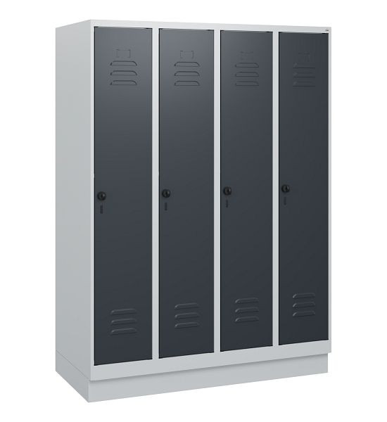 C+P Umkleidespind Classic PLUS, Sockel, 4 Abteile, 1630x1200x500mm, 7035/7016, Drehriegel, 0800205-40 S10008