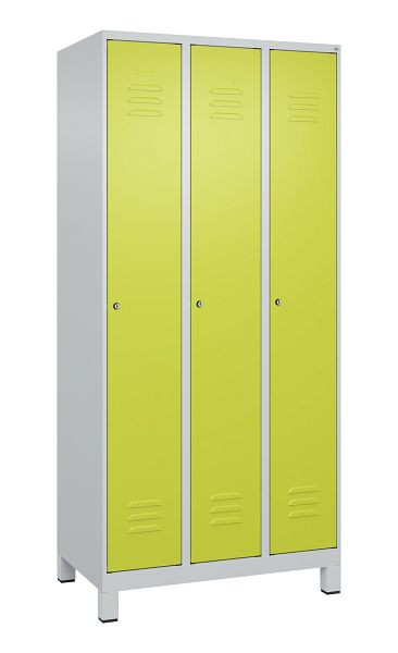 C+P luierkluis Classic PLUS met middenwand, voeten, 3 vakken, 1950x900x500mm, 7035/0024, cilindersloten, 080010-30F S10025