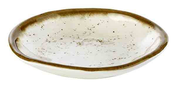 APS schaal -STONE ART-, Ø 15,5 cm, hoogte: 2,5 cm, melamine, binnenkant: decor, wit, rand: bruin, 84509