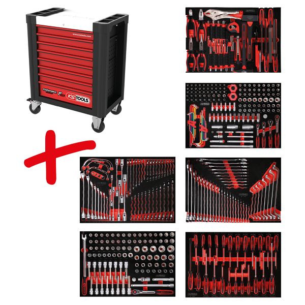 KS Tools PERFORMANCEplus werkplaatswagenset P10, met 399 gereedschappen en 6 laden, 810.6399