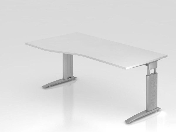 Hammerbacher bureau C-poot 180x100/80cm wit/zilver, werkhoogte 68-86 cm verstelbaar, VUS18/W/S