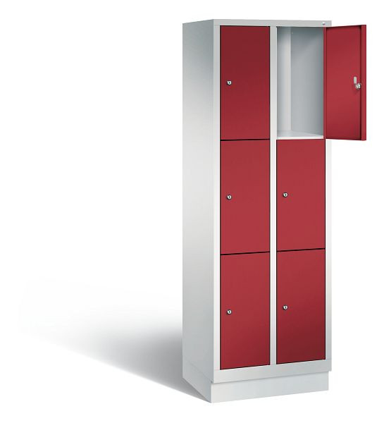 C+P lockerkast Evolo, H1800xB610xD500mm, kleur: lichtgrijs/robijnrood, 48020-203 S10002