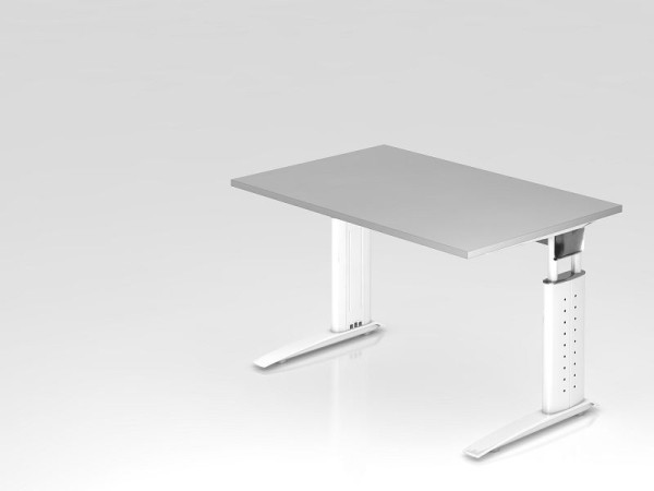 Hammerbacher bureau C-poot 120x80cm grijs/wit, werkhoogte 68-86 cm verstelbaar, VUS12/5/W