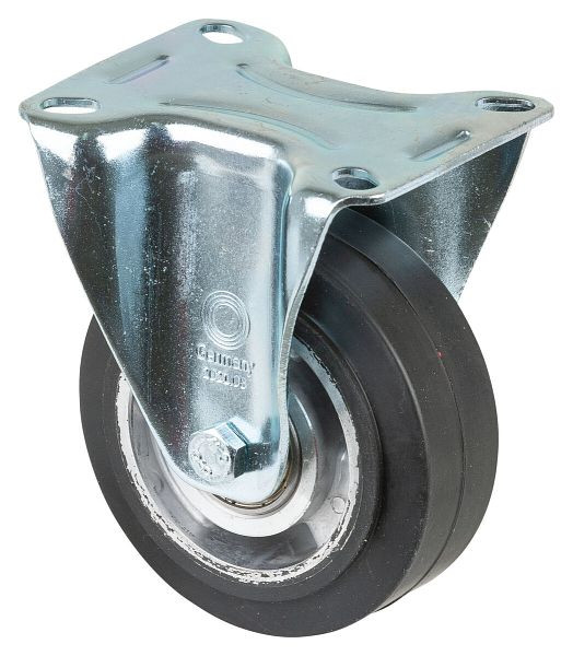 BS rollen transportrol, vaste rol, wielbreedte 40 mm, wiel-Ø 100 mm, draagvermogen 150 kg, zwarte elastische banden, aluminium, kogellagers, L410.B80.100