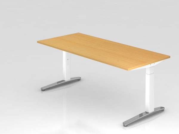 Hammerbacher bureau C-poot 180x80cm beuken/wit, gepolijst, rechthoekige vorm, VXB19/6/WC