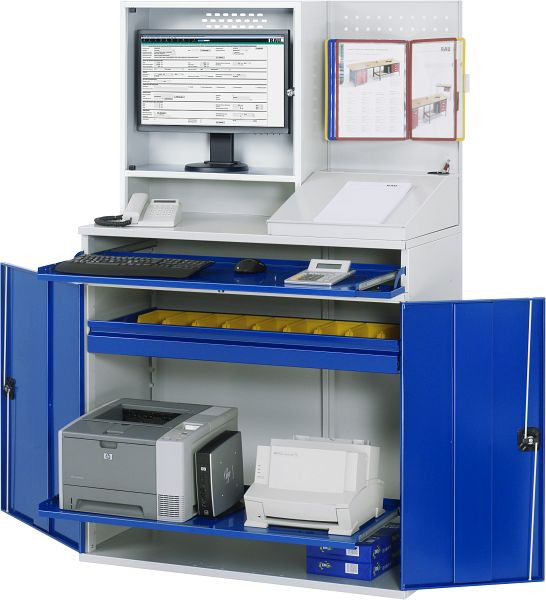 RAU computerkast - model 69, B1100 x D520 x H1770 mm, monitorbehuizing B650 x D250 x H710 mm, 07-1100-M69-MG2.11