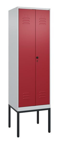 C+P Umkleidespind Classic PLUS SW, Gestell, 2 Abteile, 2120x600x500mm, 7035/3003, Drehriegel, 0800327-20 S10001