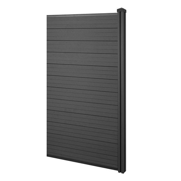 Mendler WPC inkijkscherm Sarthe, windscherm, WPC paal, smal aanbouwelement, 0,98m antraciet, 65036+65037