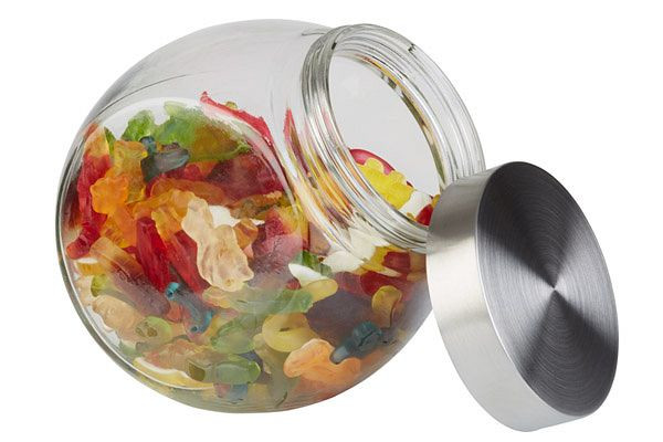 APS voorraadpot met deksel, 12,5 x 19 cm, hoogte: 18 cm, glas, RVS, met schroefdeksel, 1 liter, 00637